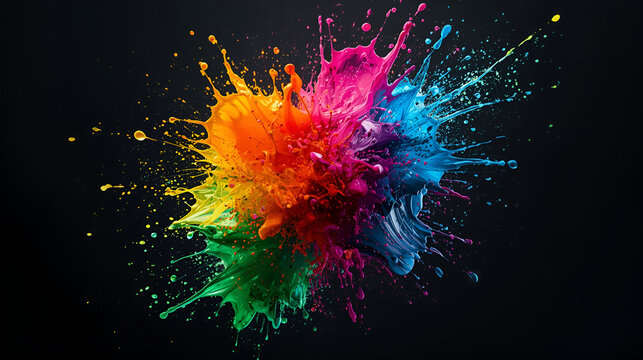 colorful ink splashes