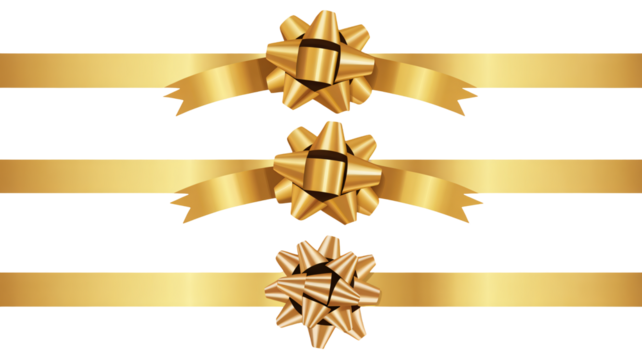 Golden ribbons and bows add a touch of luxury to any project or celebration