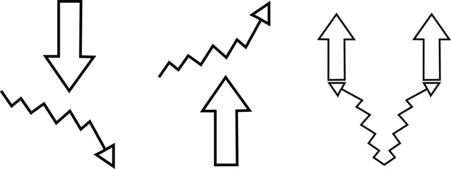 Stock Market Trend Arrows Set – Up Down Zigzag Growth and Decline Indicators (EPS Vector)