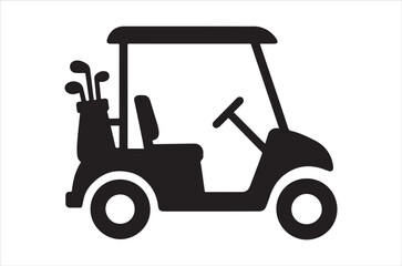 Fototapeta premium Simple black and white illustration of a golf cart with clubs
