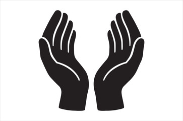 Two black hands open and facing each other creating a protective shape