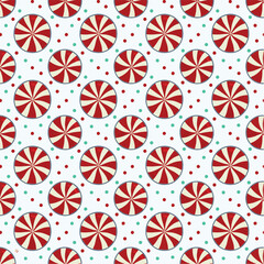 Festive Peppermint Candy and Polka Dot Pattern