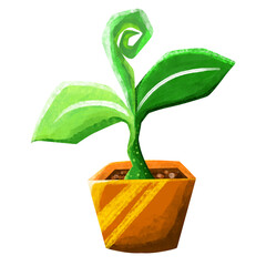 Green plant in pot Illustration 