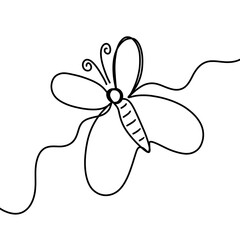 Simple line art butterfly illustration with decorative swirl design