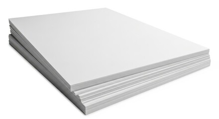 A stack of blank white paper sheets for printing or writing isolated on a pure white background isolated on white background
