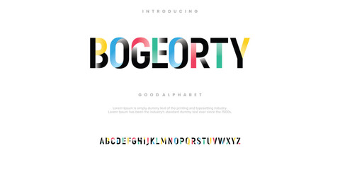 Bogeorty Abstract minimal modern alphabet fonts. Typography technology vector illustration.
