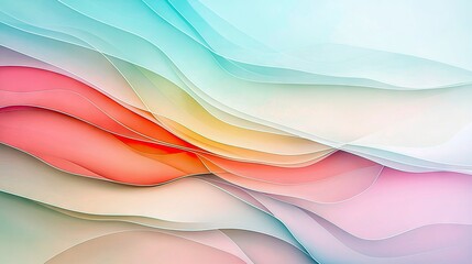 An abstract background featuring flowing, layered waves in soft pastel colors, creating a gentle and serene gradient effect.