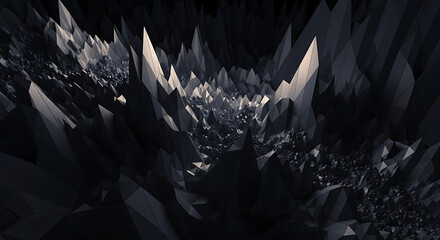 Abstract dark geometric low-poly peaks. modern technology background