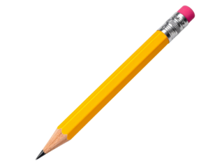  Classic Yellow Wooden Pencil with Sharp Graphite Tip and Pink Eraser