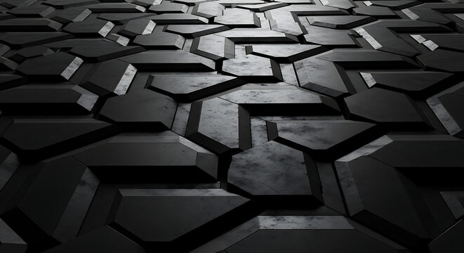 Dark geometric abstract background with textured polygon shapes - Powered by Adobe