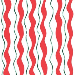 Seamless abstract wavy pattern with red and green lines