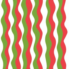Seamless wavy pattern with red and green stripes