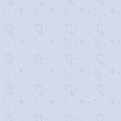 Seamless pattern with hand-drawn hearts on light background