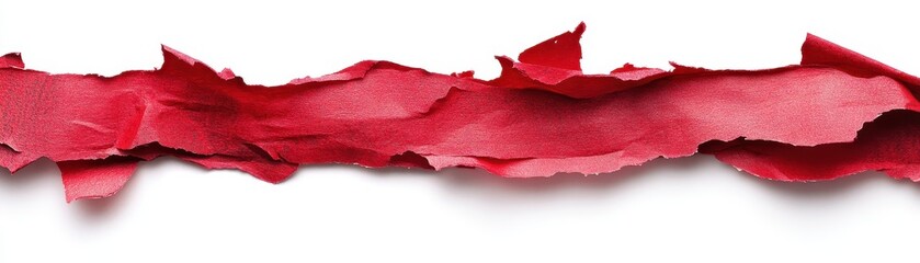 Torn red paper edge creating a unique design element for projects.
