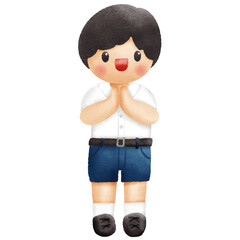 Watercolor student, children.  illustration