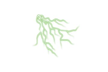 Green abstract lightning bolt flash illustration depicting power, electricity, and speed concept art