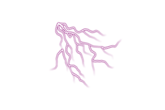 Stylized vibrant purple lightning bolt flash, dynamic electric energy discharge abstract concept