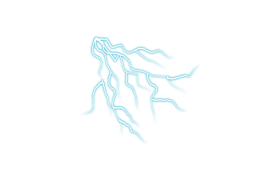 Bright blue electric lightning bolt strike illustration representing power, energy, and weather concept