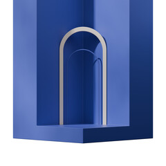 a rendering 3d mockup template of purple color block shape with arch backdrop