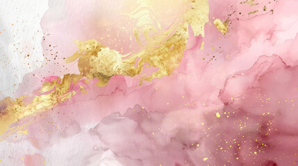 Abstract gold pink watercolor splash perfect for luxury Valentine sale banners