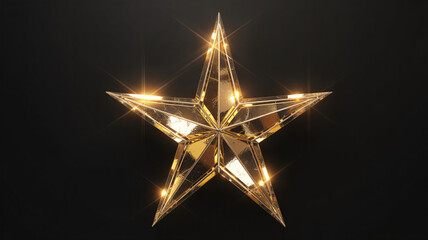 Shining golden star with brilliant light, perfect for holiday celebrations, awards, and recognition