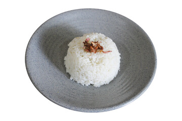Steamed White Rice with Crispy Fried Shallots