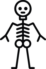 An icon of the human skeleton, black outline. 