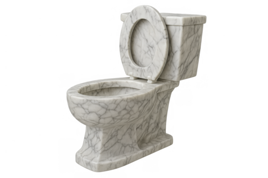 Luxury marble toilet with lid open in a lavish bathroom setting, representing wealth, opulence, and modern comfort