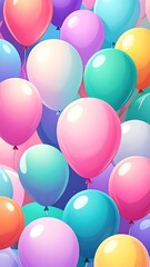 Colorful Balloons Floating in a Festive Celebration Background.