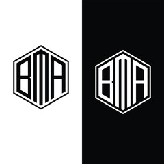 Letter BMA Polygon and Cube Shape Logo Design Stock Vector and Vector Art.