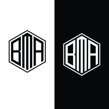 Letter BMA Polygon and Cube Shape Logo Design Stock Vector and Vector Art.