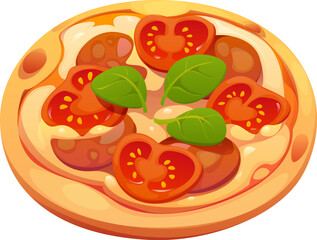 Cartoon pizza of fast food or pizzeria takeaway meals, vector icon. Italian cuisine and fast food restaurant cartoon pizza with salami, pepperoni, tomato or cheese and basil for pizzeria delivery menu