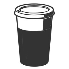 Dark Outline Sketch of a Disposable Coffee To Go Cup