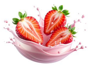 Fantasy Strawberry Yogurt Explosion with Whimsical Elements
