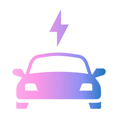 Gradient Icon – Electric car with charging lightning symbol.