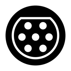 Solid Icon – EV charging connector port with multiple pins.