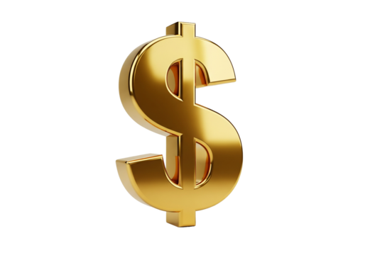 Stunning golden dollar currency symbol shining brightly, representing wealth, prosperity, and financial success for investment and banking concepts