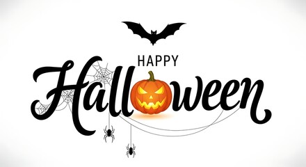 Happy Halloween with Pumpkin and Spiders jack o lantern