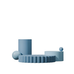 blank mockup blue color curved cylinder with of cylinder and sphere, of a 3d render