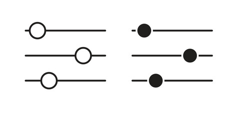 Settings sliders icons with simple flat and thin stroke style