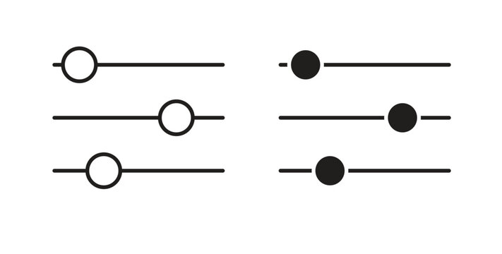 Settings sliders icons with simple flat and thin stroke style