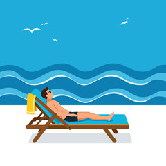 Perfect Summer Day Sunbathing On The Beach