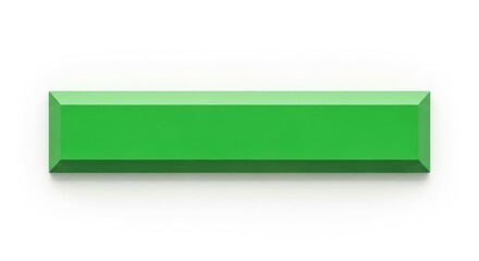 A single vibrant green rectangular prism with glossy reflective surfaces isolated on white background