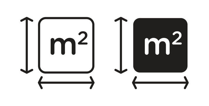 Square Meter icons with simple flat and thin stroke style