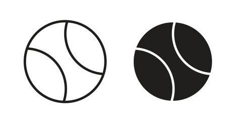 Obraz premium Tennis ball icons with simple flat and thin stroke style