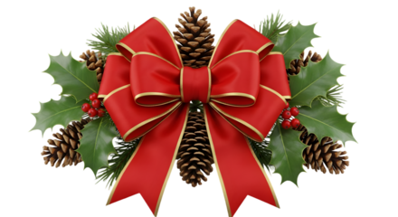 christmas holly with red bow