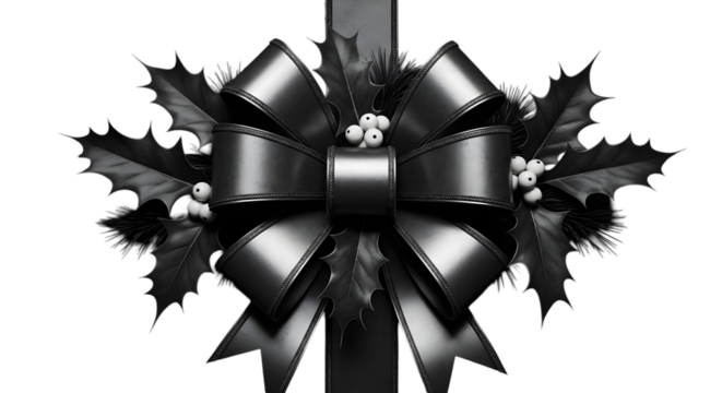 christmas holly with red bow