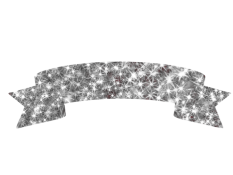 Curved decorative ribbon with pointed ends, filled with a sparkling, glitter-like pattern. Predominantly white and silver hues create a shimmering effect - Powered by Adobe
