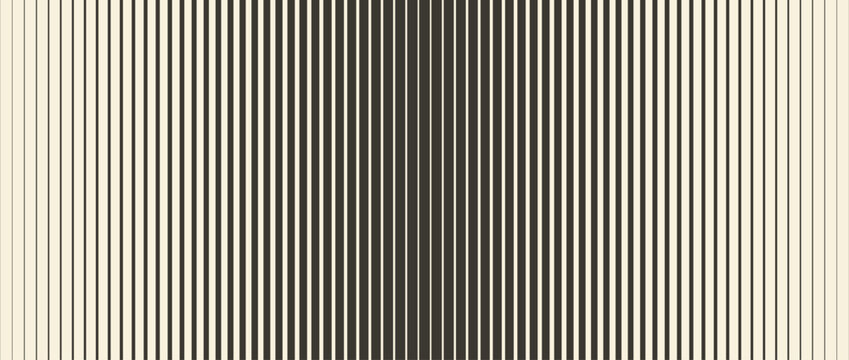Retro linear halftone gradation texture. Parallel repeating stripe transition background. Fading thick to thin line gradient pattern. Vertical strip wallpaper with Doppler effect concept. Vector