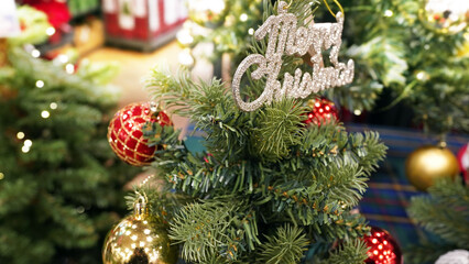 Holiday Christmas tree glowing with warm twinkling lights